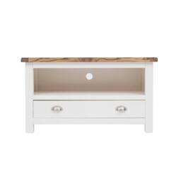 Rackhams Lovere Off White 1 Drawer TV Cabinet Chrome Cup Handle - Off White
