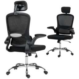 Rackhams High Back Mesh Computer Desk Chair with Lumbar Support, Black - Grey - Yes - Office Chair - thumbnail 2