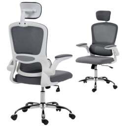 Rackhams High Back Mesh Computer Desk Chair with Lumbar Support, Black - Grey - Yes - Office Chair - thumbnail 6