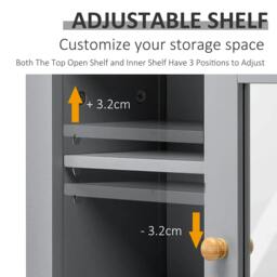 Rackhams Bathroom Wall Mirror Cabinet, Cupboard with Door, Storage Cabinet with Adjustable Shelf for Corridors Living Rooms, Grey - Grey - thumbnail 5