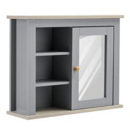 Rackhams Bathroom Wall Mirror Cabinet, Cupboard with Door, Storage Cabinet with Adjustable Shelf for Corridors Living Rooms, Grey - Grey - thumbnail 1