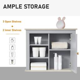 Rackhams Bathroom Wall Mirror Cabinet, Cupboard with Door, Storage Cabinet with Adjustable Shelf for Corridors Living Rooms, Grey - Grey - thumbnail 6