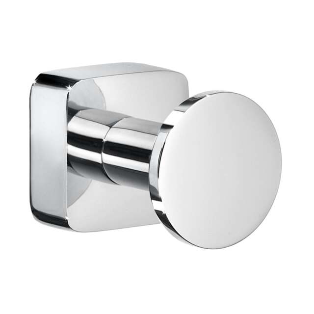 Rackhams Pair of Polished Chrome Towel Hooks (18mm) Wall Mounted Bathroom Storage Round Robe Hooks Clothes Hanger Coat Peg - image 1