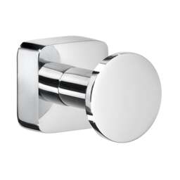 Rackhams Pair of Polished Chrome Towel Hooks (18mm) Wall Mounted Bathroom Storage Round Robe Hooks Clothes Hanger Coat Peg - thumbnail 1