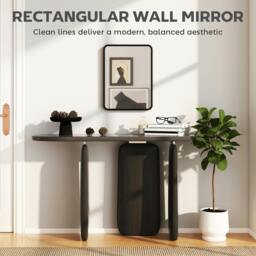 Rackhams Rectangular Mirror with Metal Frame, Decorative Wall Mirror, Black - 40.5 x 30 x 3 cm - Black - thumbnail 4