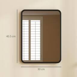Rackhams Rectangular Mirror with Metal Frame, Decorative Wall Mirror, Black - 40.5 x 30 x 3 cm - Black - thumbnail 3