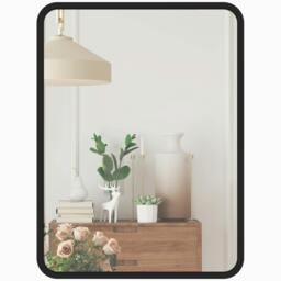 Rackhams Rectangular Mirror with Metal Frame, Decorative Wall Mirror, Black - 40.5 x 30 x 3 cm - Black - thumbnail 2