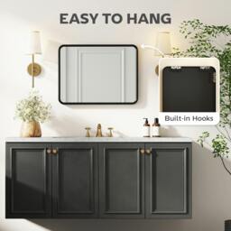 Rackhams Rectangular Mirror with Metal Frame, Decorative Wall Mirror, Black - 40.5 x 30 x 3 cm - Black - thumbnail 5