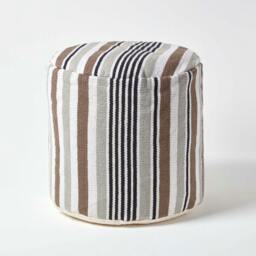 Rackhams Grey, Black and White Stripe Bean Filled Pouffe - 45 x 40 cm - thumbnail 1