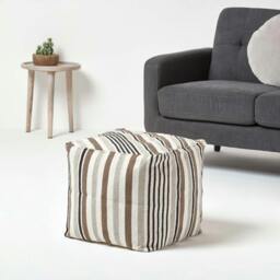 Rackhams Grey, Black and White Stripe Bean Filled Pouffe - 45 x 40 cm - thumbnail 3