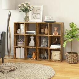 Rackhams Industrial Style Storage Shelf, Bookcase, Bookshelf with 6 Compartments, Freestanding Shelving Unit for Living Room, Home Study, Rustic Brown - thumbnail 4