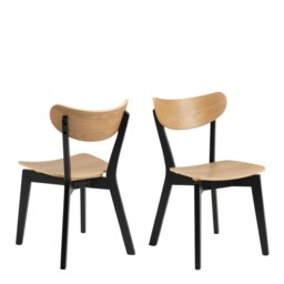 Rackhams Roxby Dining Chairs in Black and Oak Set of 2 - 1