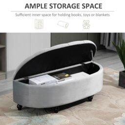 Rackhams Semi-Circle Storage Ottoman Bench Tufted Upholstered - thumbnail 5