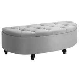 Rackhams Semi-Circle Storage Ottoman Bench Tufted Upholstered - thumbnail 2