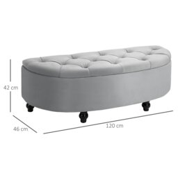 Rackhams Semi-Circle Storage Ottoman Bench Tufted Upholstered - thumbnail 4