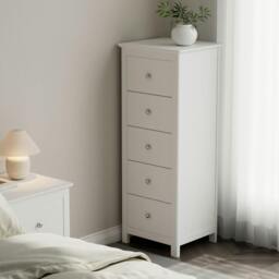 Rackhams Nairn 5-Drawer Narrow Chest of Drawers - White - thumbnail 1