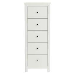 Rackhams Nairn 5-Drawer Narrow Chest of Drawers - White - thumbnail 3