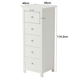 Rackhams Nairn 5-Drawer Narrow Chest of Drawers - White - thumbnail 5