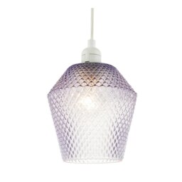 Rackhams Modern and Compact Diamond Design Purple Lilac Glass Pendant Shade - thumbnail 3