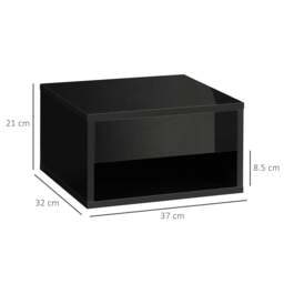 Rackhams Floating Bedside Tables Set of 2, Wall Mounted Nightstand, High Gloss Black - thumbnail 3
