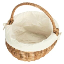 Rackhams Deluxe Wicker Shopping Basket With White Lining - One Size
