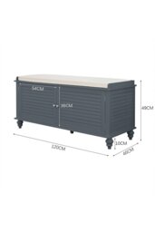 Rackhams Shoe Cabinet Storage Bench with Linen Cushion - Grey - thumbnail 6