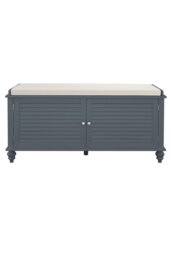 Rackhams Shoe Cabinet Storage Bench with Linen Cushion - Grey - thumbnail 3