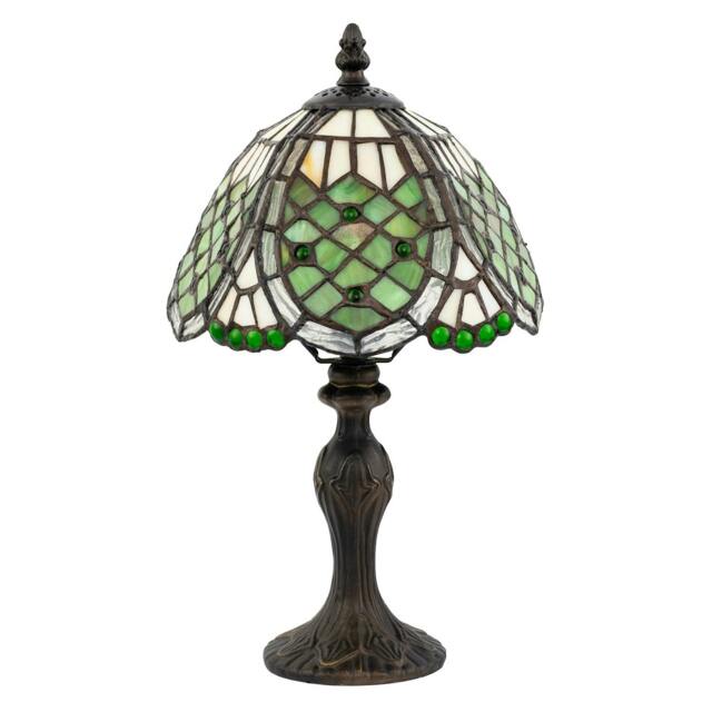 Rackhams Classic Hand Crafted Round Beaded Tiffany Table Lamp in Toned Green - image 1