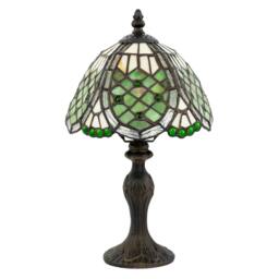 Rackhams Classic Hand Crafted Round Beaded Tiffany Table Lamp in Toned Green - thumbnail 1