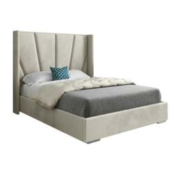 Rackhams Bellini Wide Curved Winged Upholstered Soft Velvet Bed Frame - Cream - Silver - Small double - thumbnail 6
