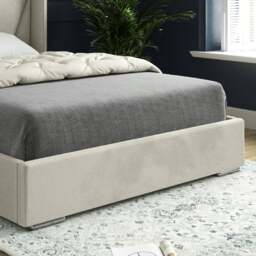 Rackhams Bellini Wide Curved Winged Upholstered Soft Velvet Bed Frame - Cream - Silver - Small double - thumbnail 3