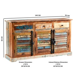 Rackhams Dahila Reclaimed Boat Large Sideboard - Wood - 1 - thumbnail 6