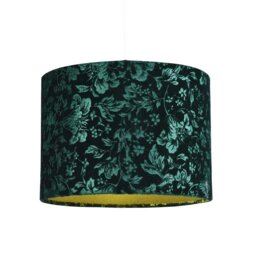 Rackhams Floral Decorated Forest and Emerald Green Velvet Fabric Shade with Inner Lining - thumbnail 4
