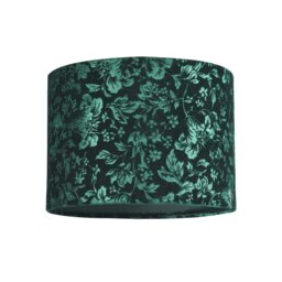 Rackhams Floral Decorated Forest and Emerald Green Velvet Fabric Shade with Inner Lining