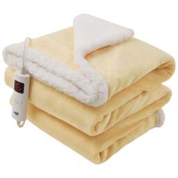 Rackhams Heated Throw Electric Blanket 6 Heat and 3 Timer Auto Shut Off - Digital Control - Machine Washable - Yellow