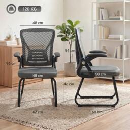 Rackhams Office Chair with Mesh Backrest and Steel Legs, Dark Grey - thumbnail 3