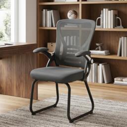 Rackhams Office Chair with Mesh Backrest and Steel Legs, Dark Grey - thumbnail 1
