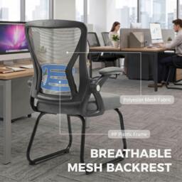 Rackhams Office Chair with Mesh Backrest and Steel Legs, Dark Grey - thumbnail 4