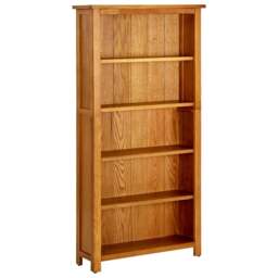 Rackhams 5-Tier Bookcase 70x22x140 cm Solid Oak Wood