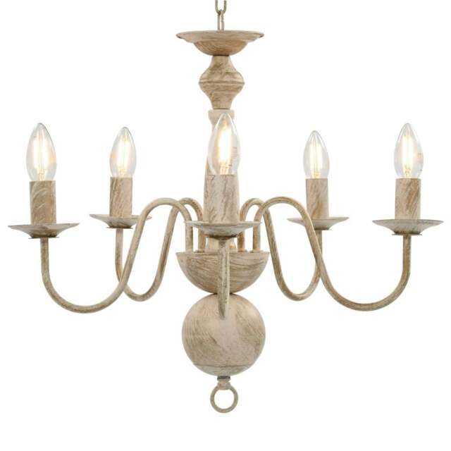 Rackhams Chandelier Antique White 5 x E14 Bulbs