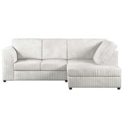 Rackhams Luxor Cord Fabric 4 Seater Corner Sofa Full Back - Silver - Right Hand Facing