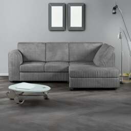 Rackhams Luxor Cord Fabric 4 Seater Corner Sofa Full Back - Silver - Right Hand Facing - thumbnail 2