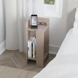 Rackhams Elos Bedside Tables Set of 2 Modern Narrow Design with Storage Shelves Right&Left 25x25x60cm - Oak-Anthracite - thumbnail 4