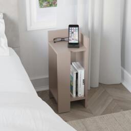 Rackhams Elos Bedside Tables Set of 2 Modern Narrow Design with Storage Shelves Right&Left 25x25x60cm - Oak-Anthracite - thumbnail 3