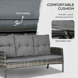 Rackhams Rattan Garden Furniture Sofa Set, 2 Armchairs 2 Table Grey - Grey - Grey - thumbnail 4