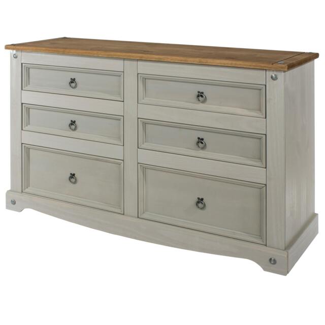 Rackhams Corona 3 + 3 Drawer Wide Chest - grey wax - image 1