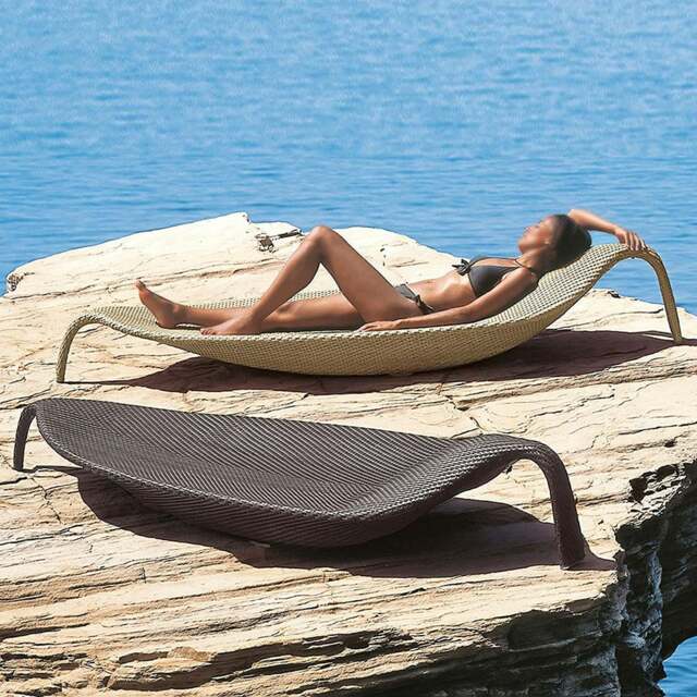 Rackhams Escobar Garden Outdoor Sun Lounger, Rattan - Khaki - Size 1 ( Width 65cm ) - image 1