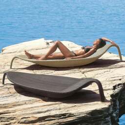 Rackhams Escobar Garden Outdoor Sun Lounger, Rattan - Khaki - Size 1 ( Width 65cm )