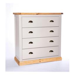 Rackhams Bomporto 4 Drawer Chest of Drawers Brass Cup Handle - Light Grey