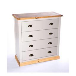 Rackhams Bomporto 4 Drawer Chest of Drawers Brass Cup Handle - Light Grey - thumbnail 3